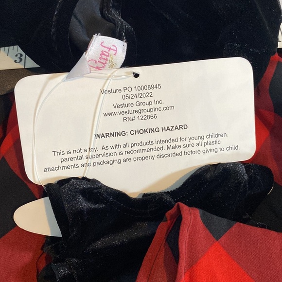 Fairytale Girls Velvet Tulle Plaid Dress with Matching Doll Dress - Picture 12 of 12